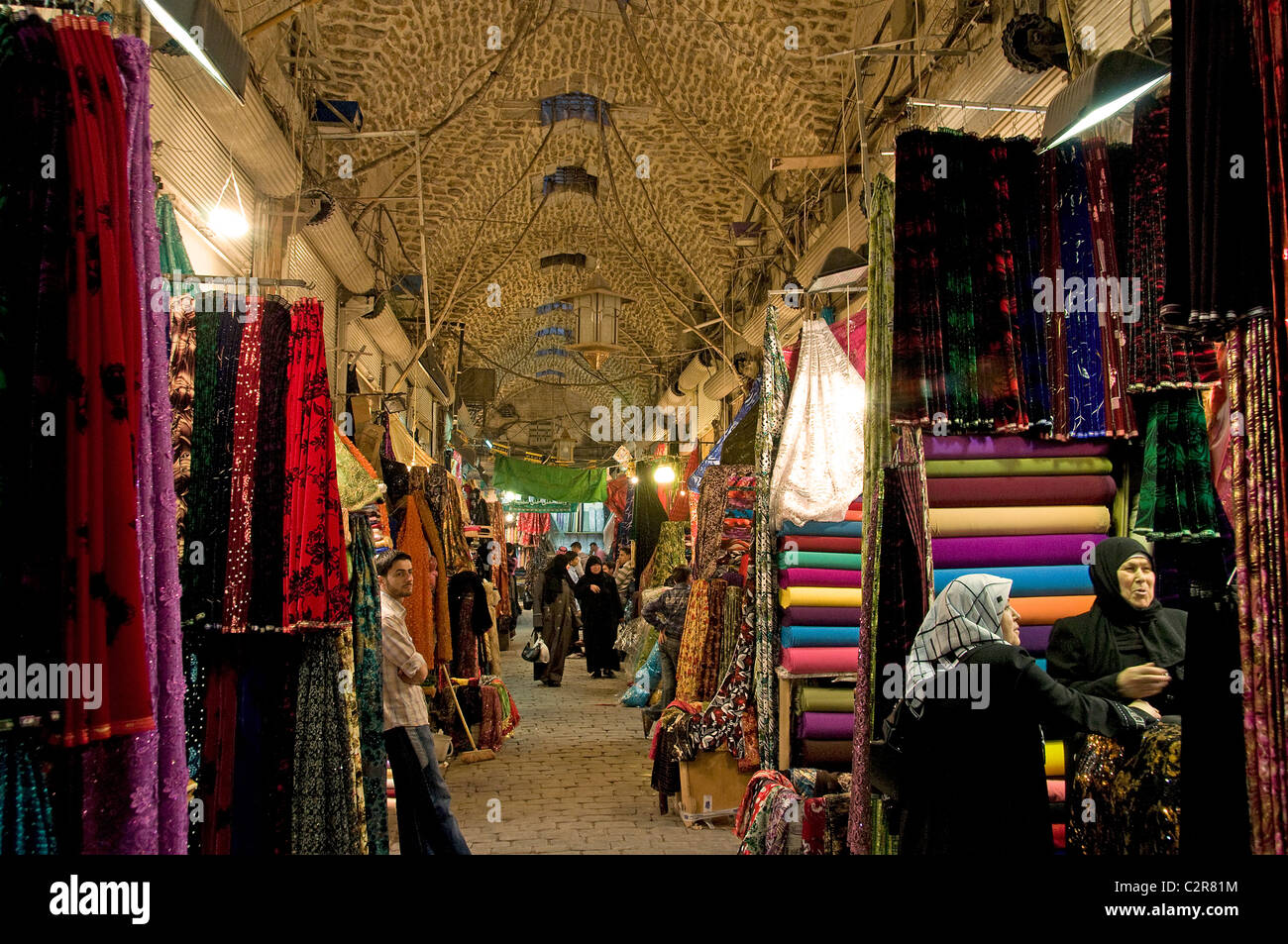 Aleppo Bazaar Souk Souq market Town City Syria Syrian Middle East Stock