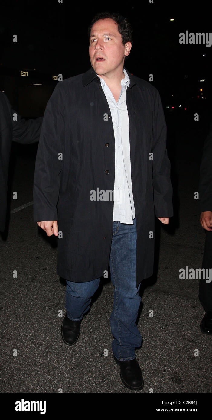 Director Jon Favreau leaving Mr Chow restaurant after having dinner