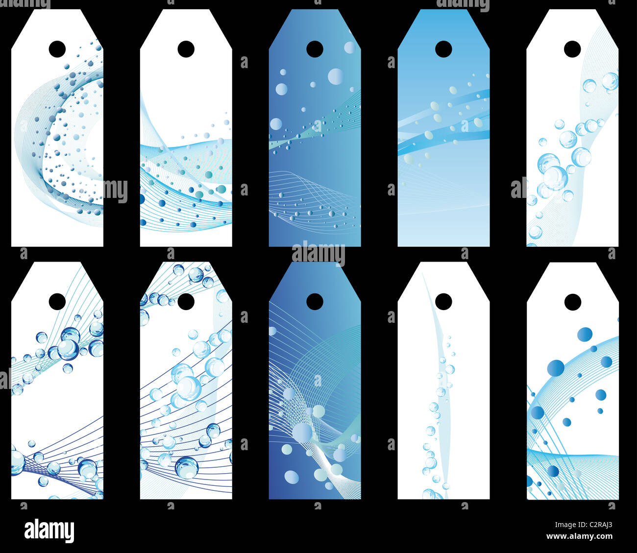 Set of ten vector water theme bookmark labels Stock Photo - Alamy