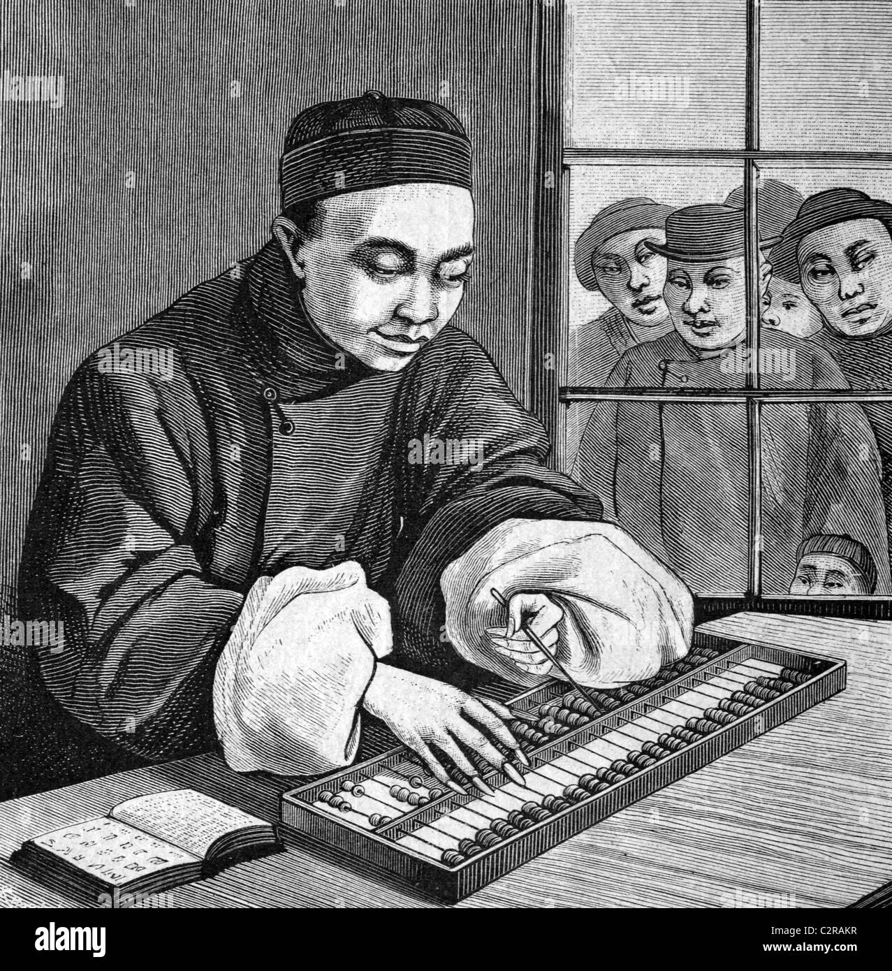 Chinese merchant, historical illustration, circa 1886 Stock Photo