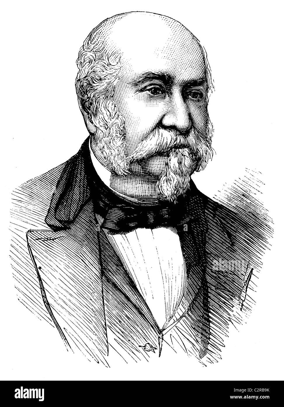 Johann August Sutter (1803-1880), discoverer of the gold fields of California and founder of New Helvetia, historical illustrati Stock Photo