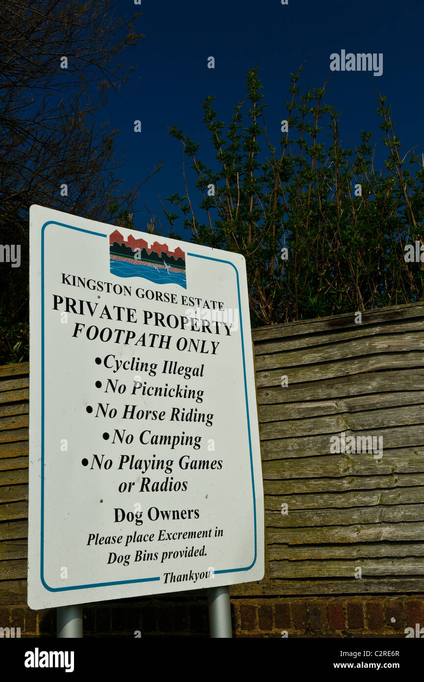 Kingston Gorse Estate Private land Sign Stock Photo Alamy