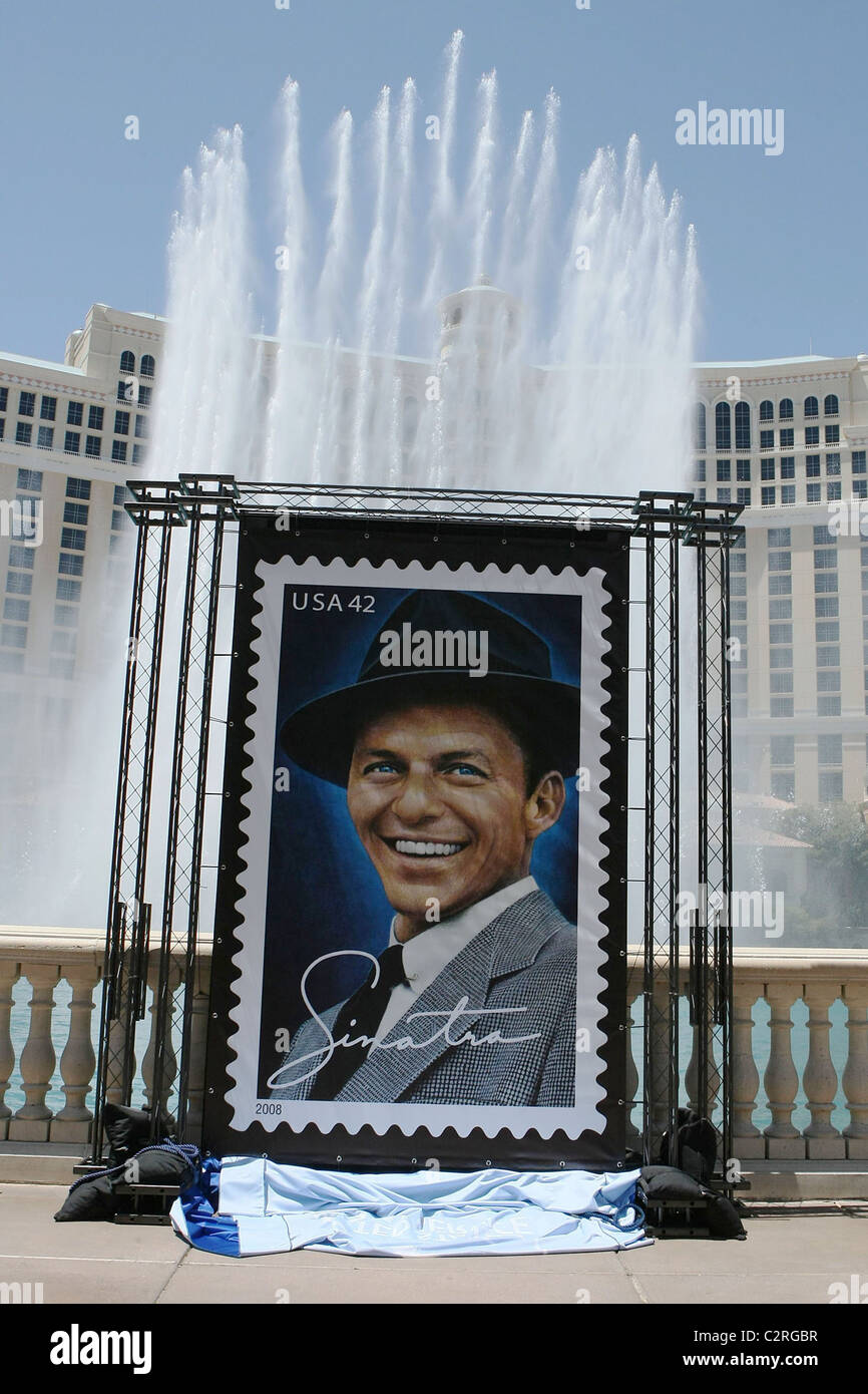 Atmosphere Unveiling of the Frank Sinatra stamp in front of The Bellagio fountains Las Vegas