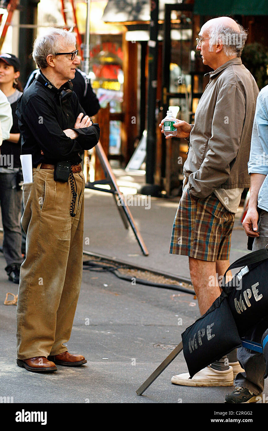 Woody Allen and Larry David on set of Woody Allen's untitled film
