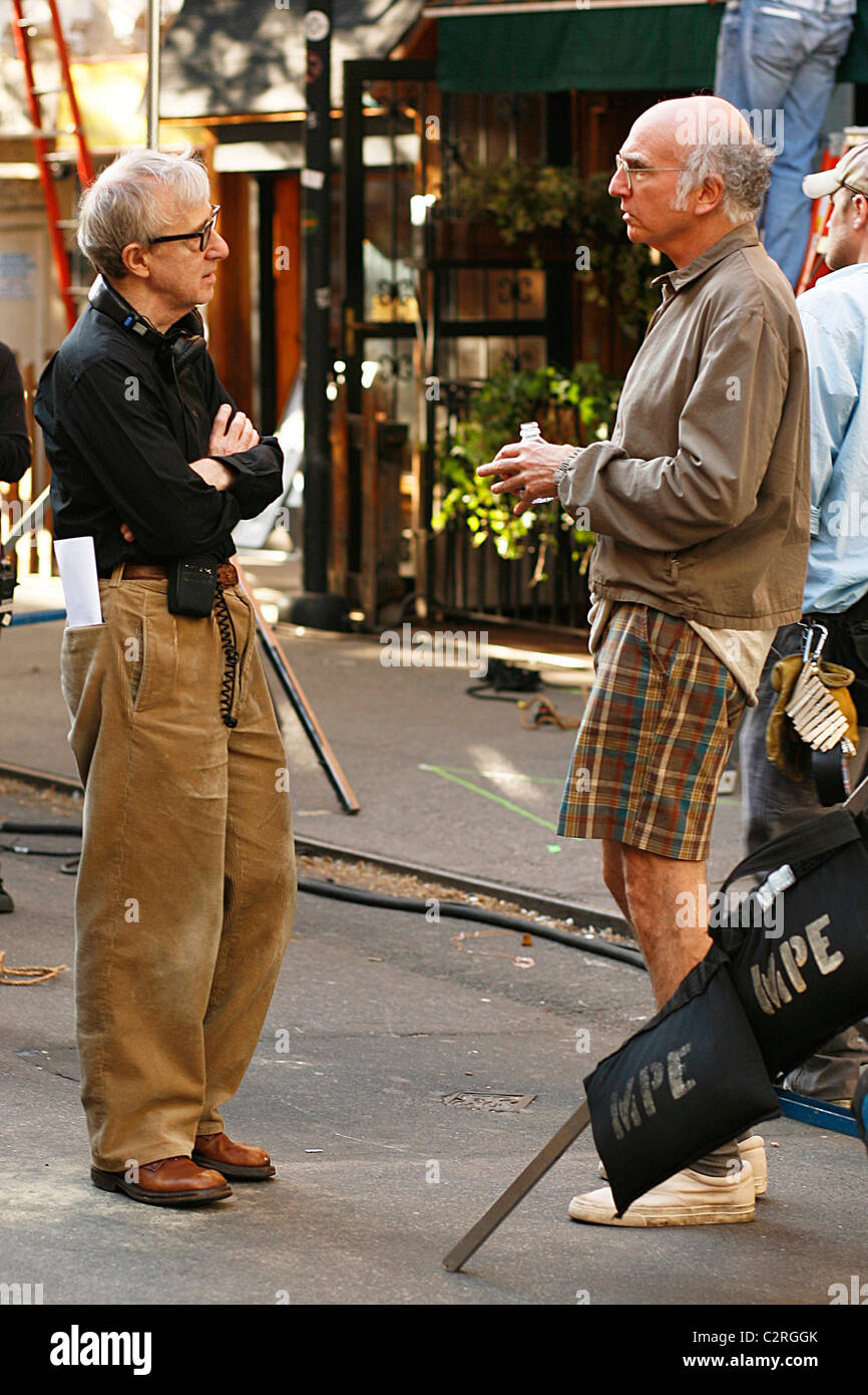 Woody Allen and Larry David on set of Woody Allen's untitled film