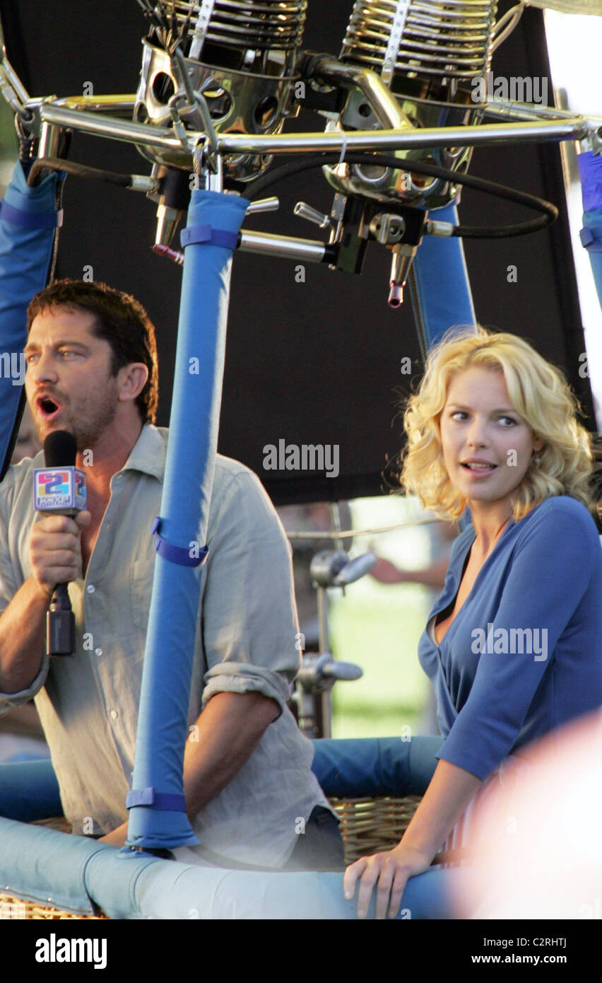 Gerard Butler and Katherine Heigl on the set of their upcoming movie