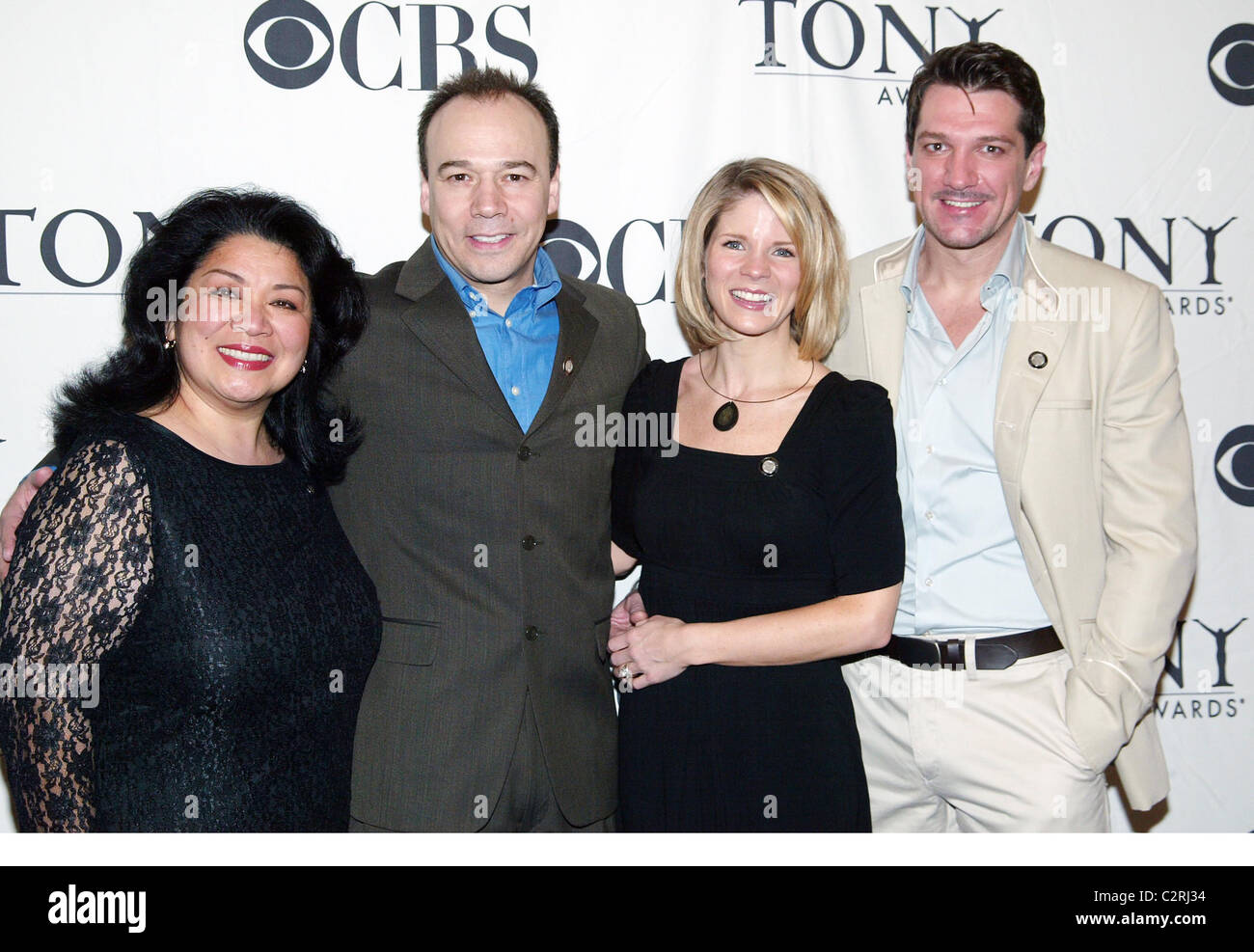 Loretta Ables Sayre, Danny Burstein, Kelli O'Hara and Paulo Szot TONY Awards Meet The Nominees Reception at The Hilton Hotel - Stock Photo