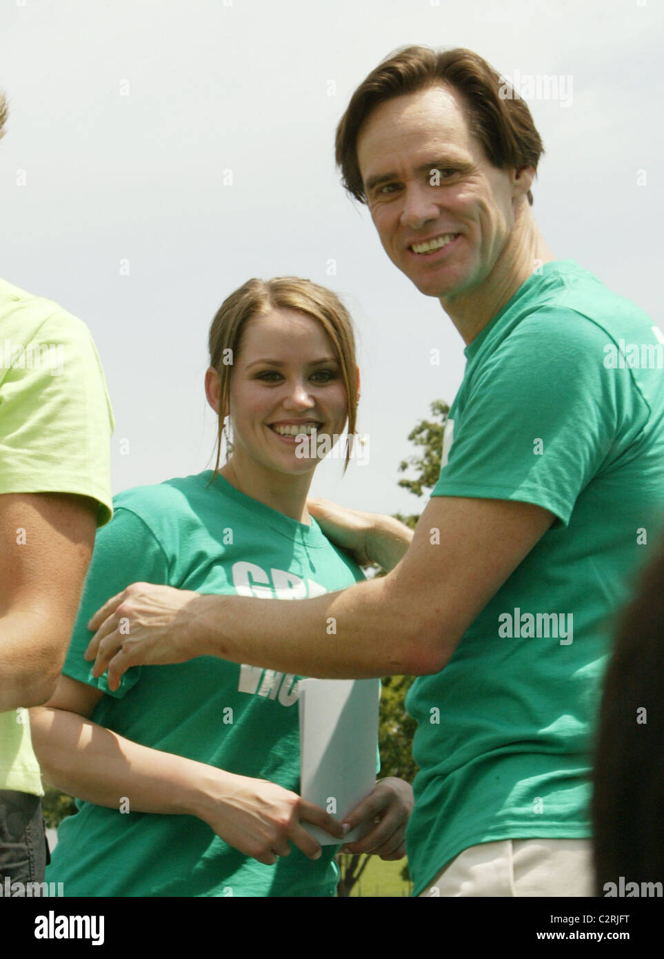 Jim Carrey and his daughter Jane Carrey Jenny McCarthy and Jim Carrey lead the 'Green Our Vaccines' march, rally and press Stock Photo