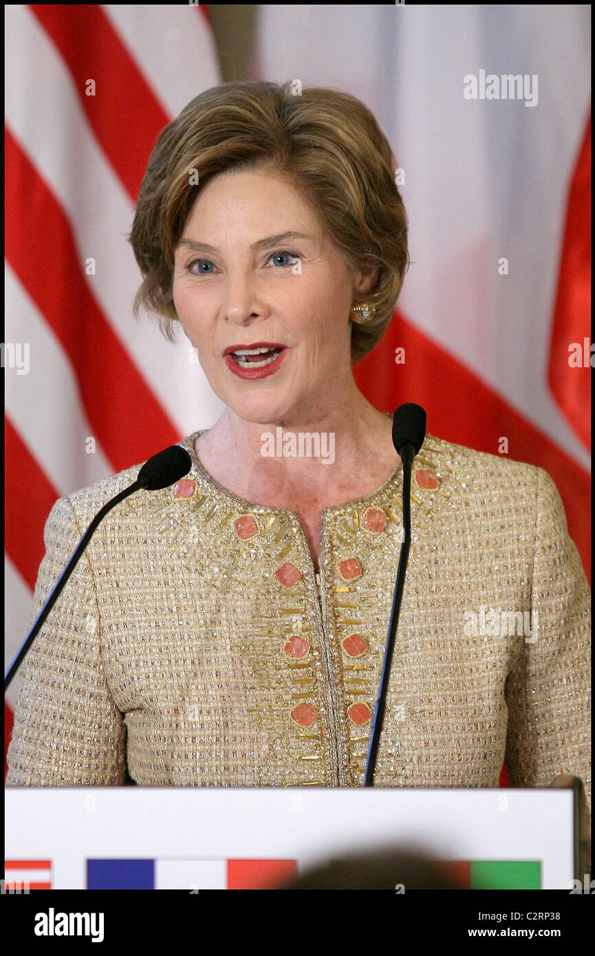 Laura Bush attends a reception at the residence of the United States