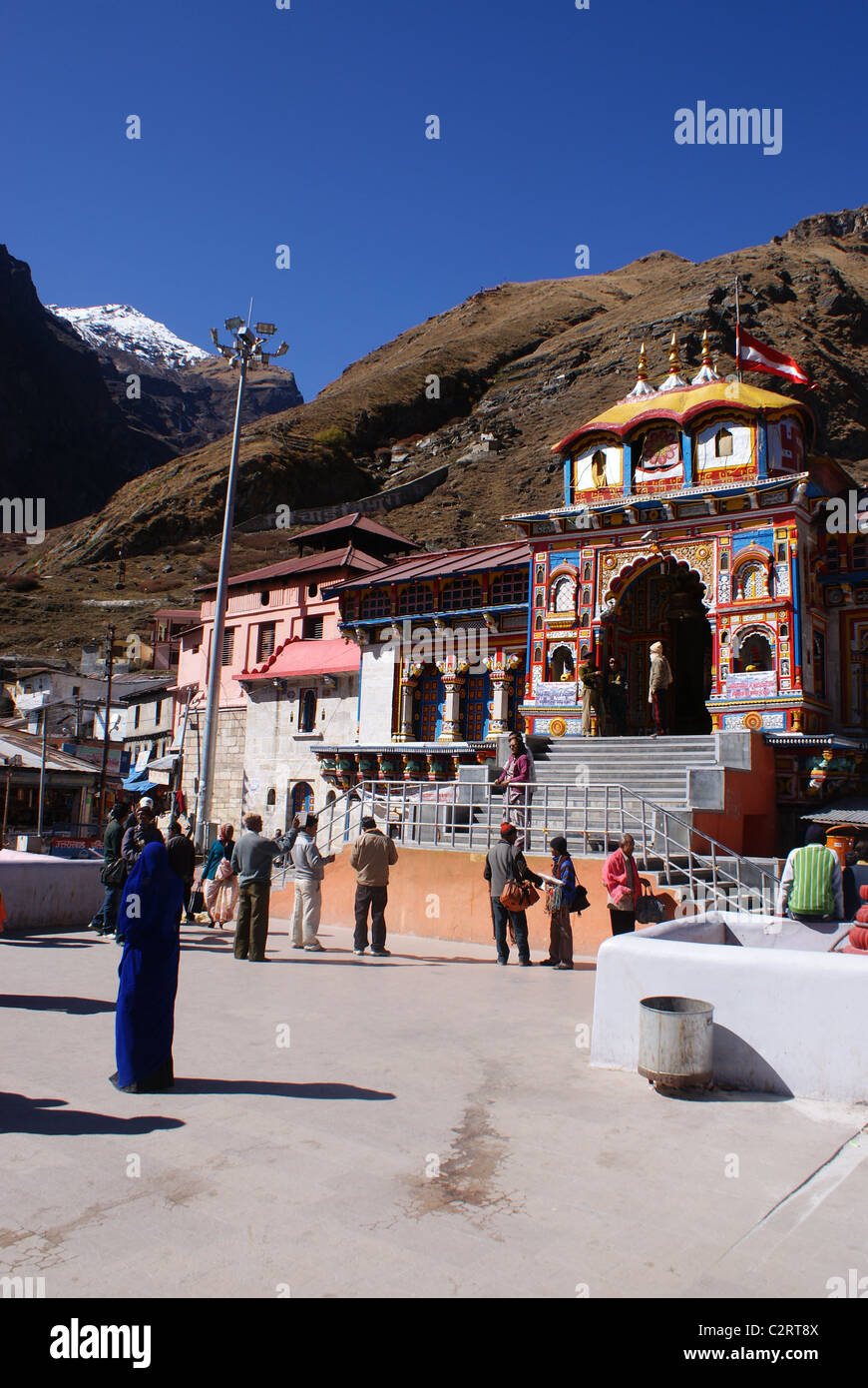 Badrinath, Garhwal Himalayas, India: The temple of Badrinath, one of Hinduism's holiest pilgrimage spots. Stock Photo