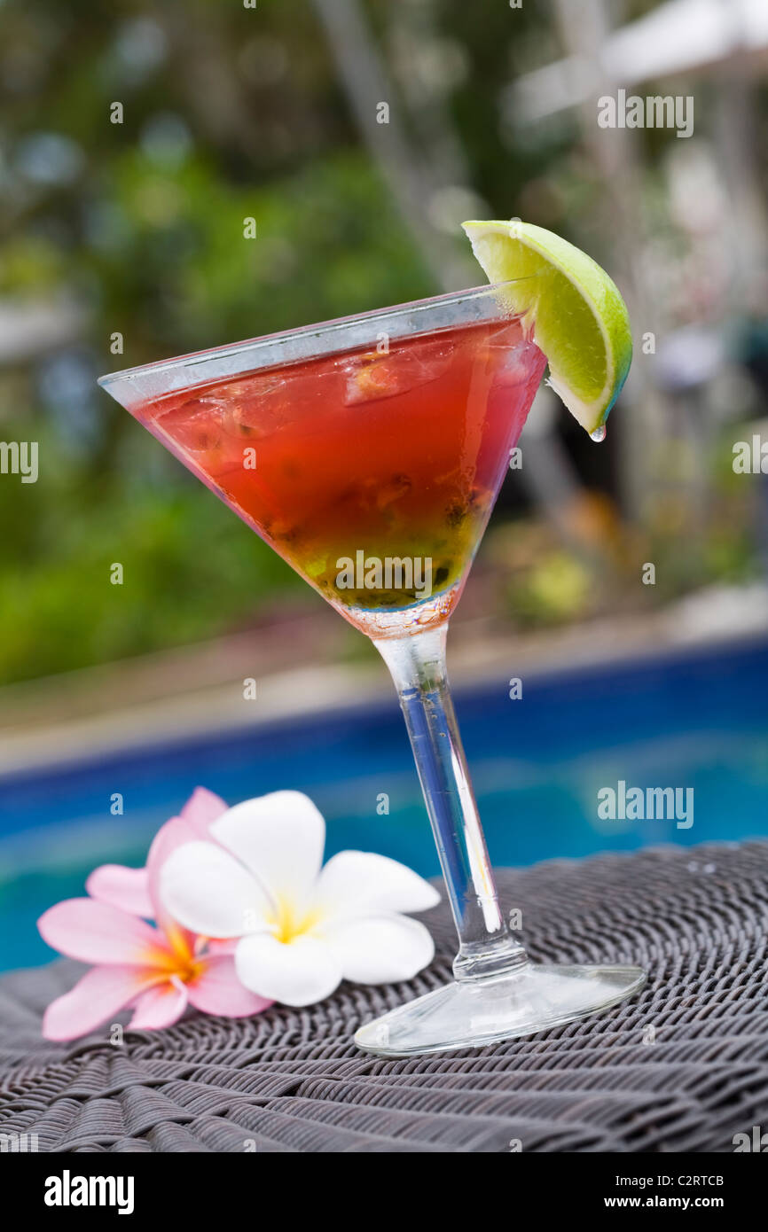 Cocktail by the pool. Stock Photo