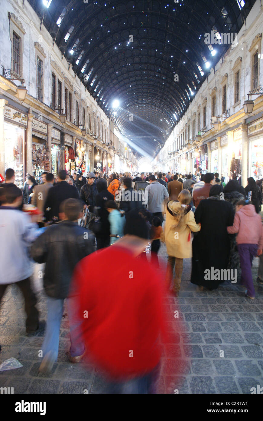Shoppers at Souq al-Hamidiyah, Damascus, Syria Stock Photo