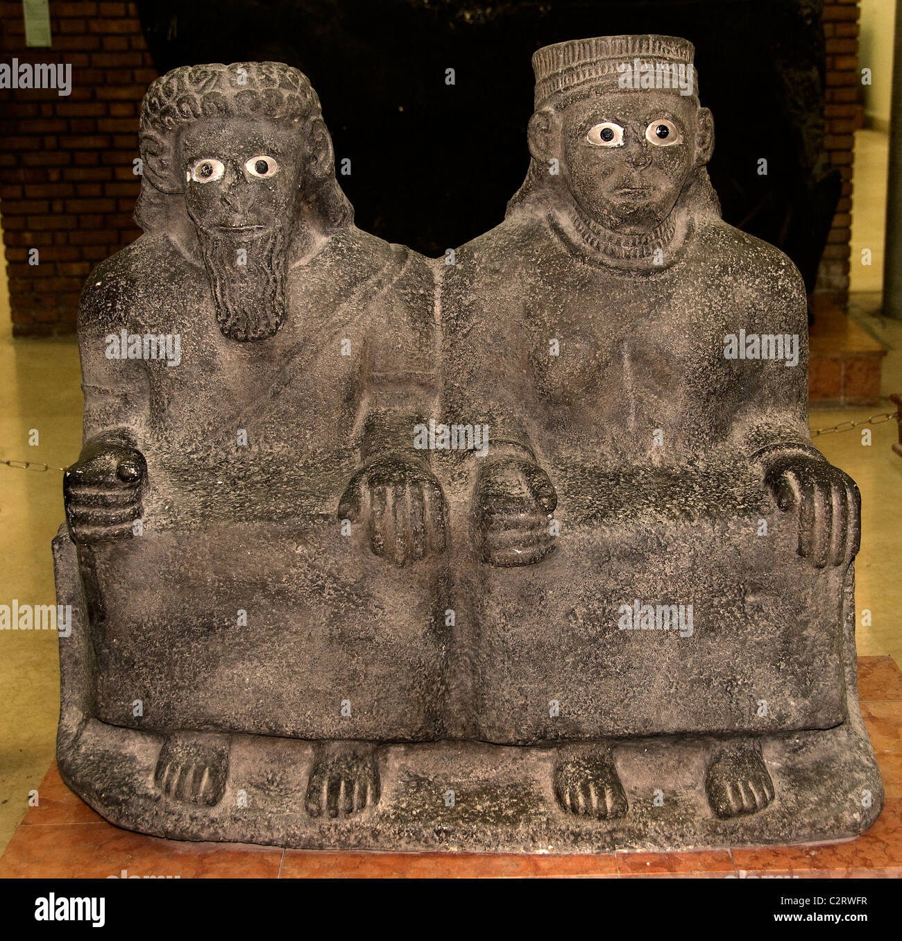 God Hadad Goddess Ishta 9th cent BC Tell Halaf  Armenia palace of Aramean King museum Aleppo Syria Stock Photo