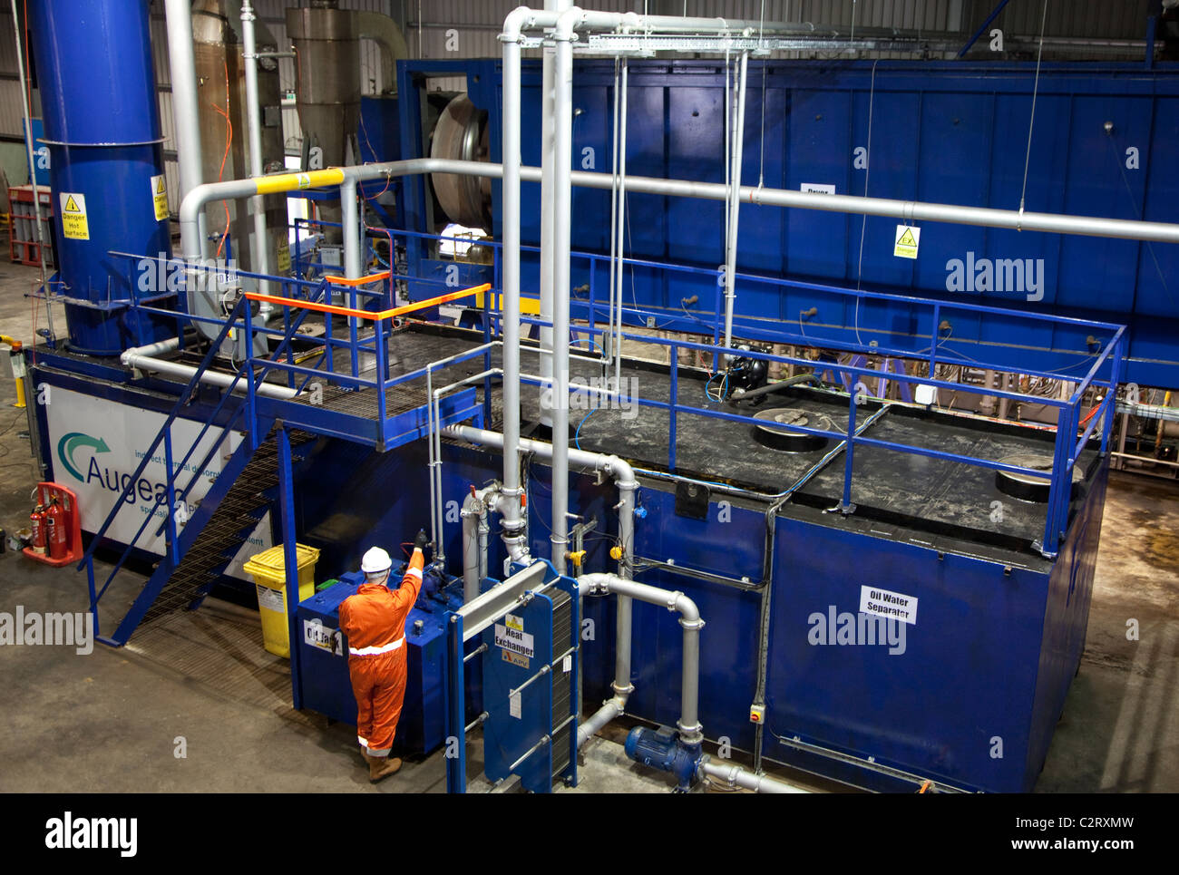 Industrial waste treatment plant, England - indirect thermal desorption facility for heating sludges and treating them Stock Photo