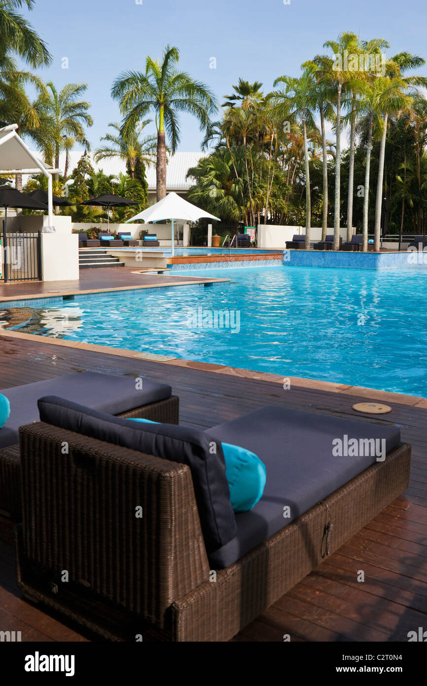 Swimming pool at Shangri-La Hotel. The Pier, Cairns, Queensland, Australia Stock Photo