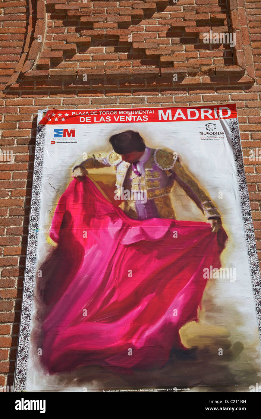 Poster of matador, Las Ventas bullring, Plaza de Toros Monumental de Las Ventas, Madrid, Spain, Europe, EU Stock Photo