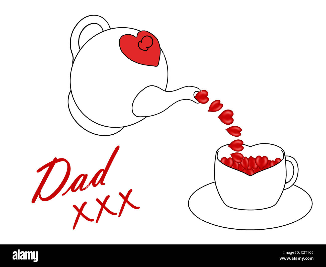 Birthday or Father's Day card to Dad with a teapot, cup, hearts and
