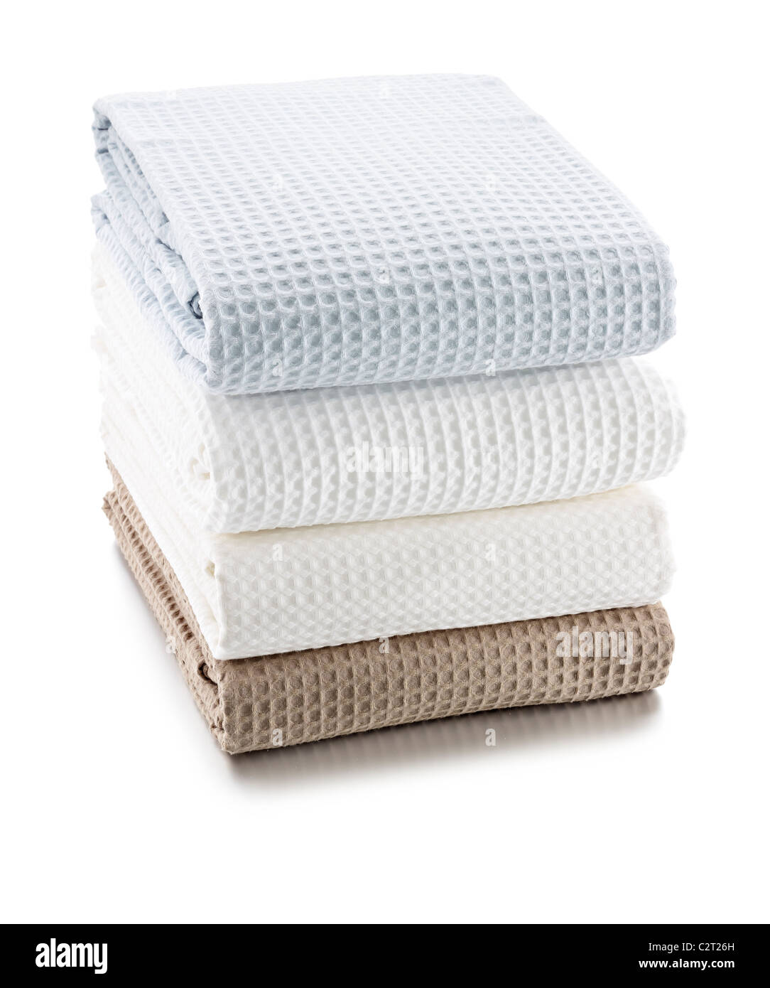 stack of colored waffle towels Stock Photo