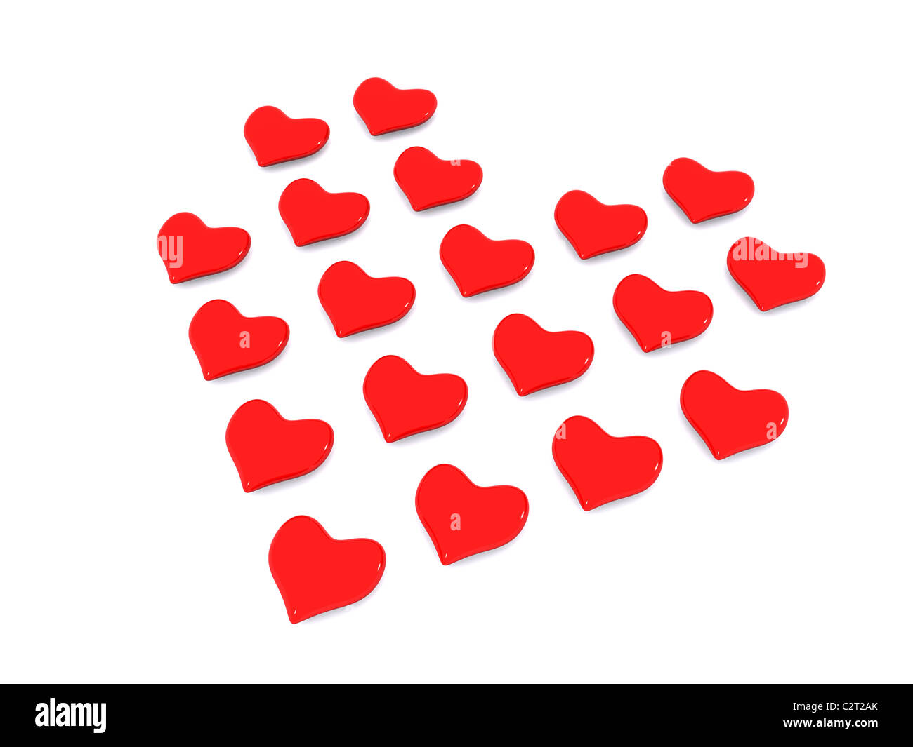 row of hearts. 3d Stock Photo