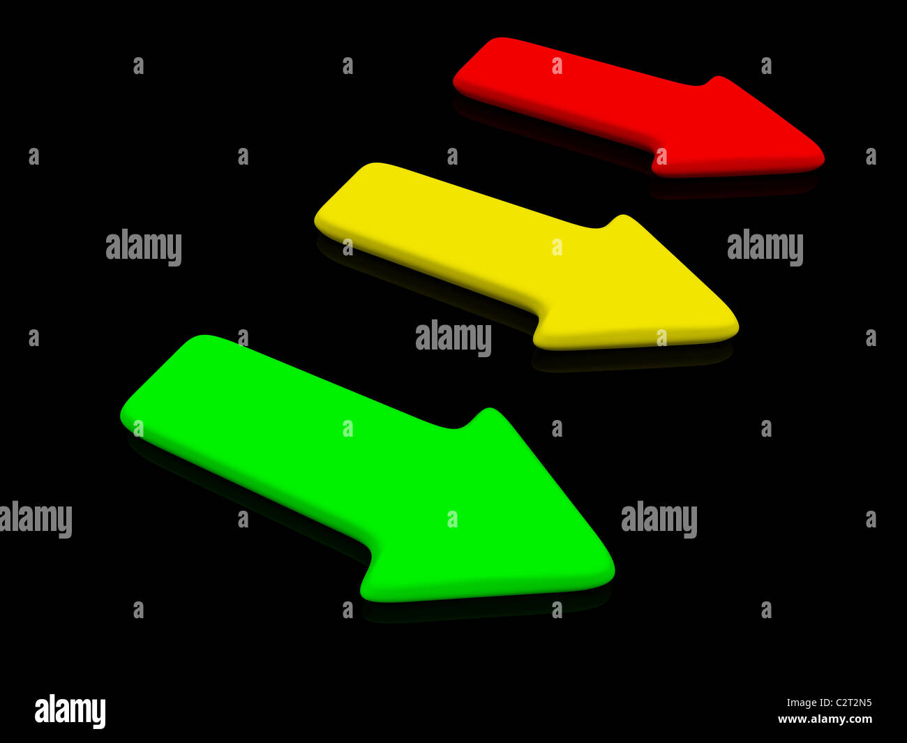red yellow green pointer on black. 3d Stock Photo - Alamy