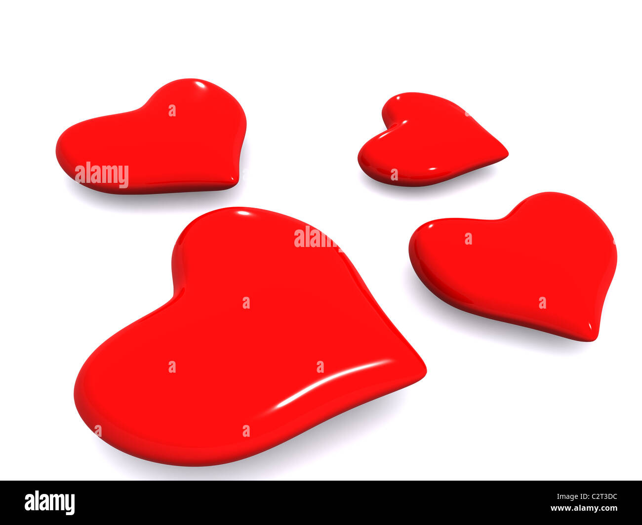 red hearts. 3d valentine Stock Photo