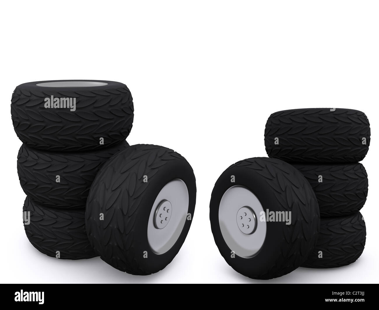 set of car wheels. 3d Stock Photo Alamy