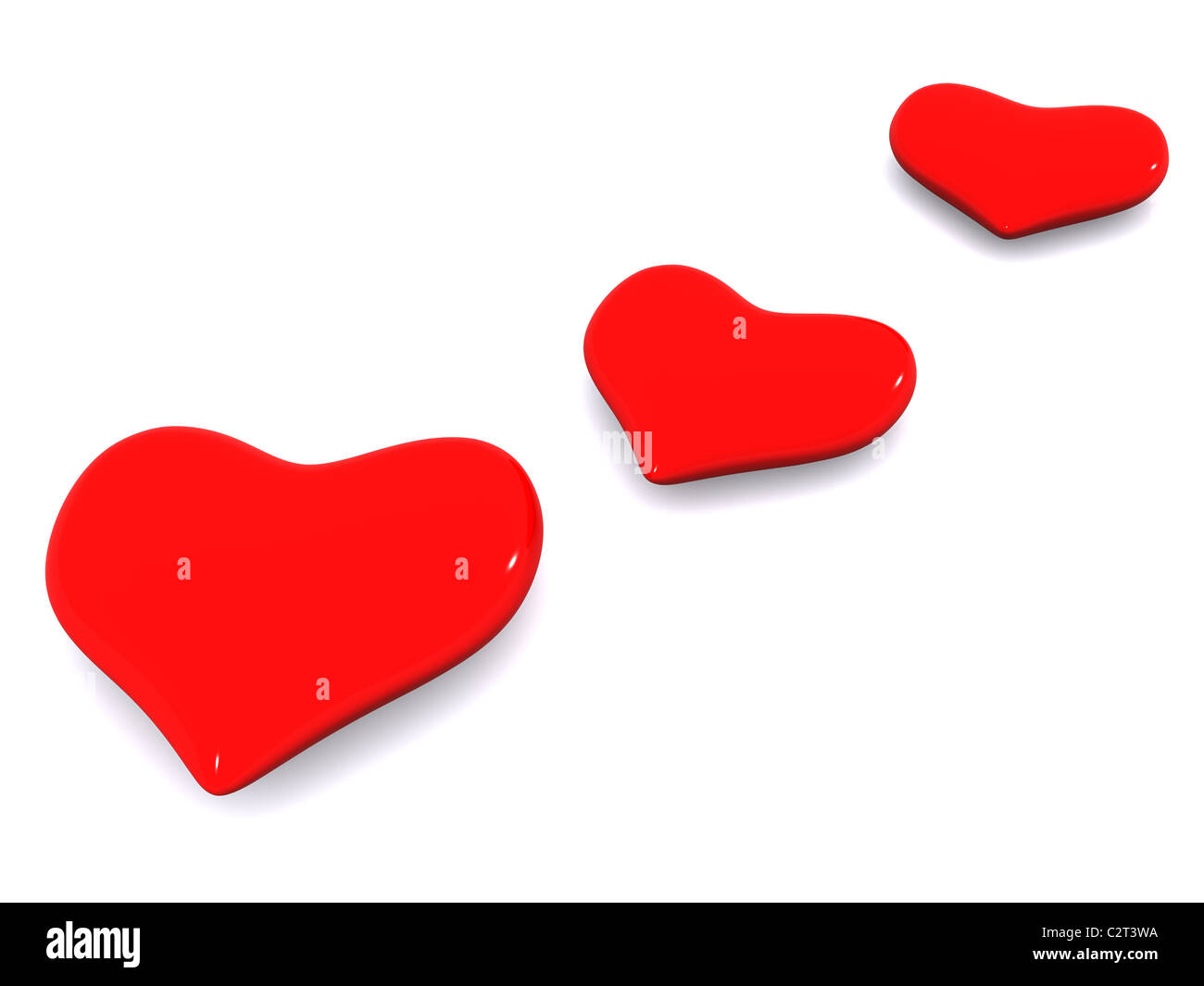 three hearts. 3d valentine Stock Photo