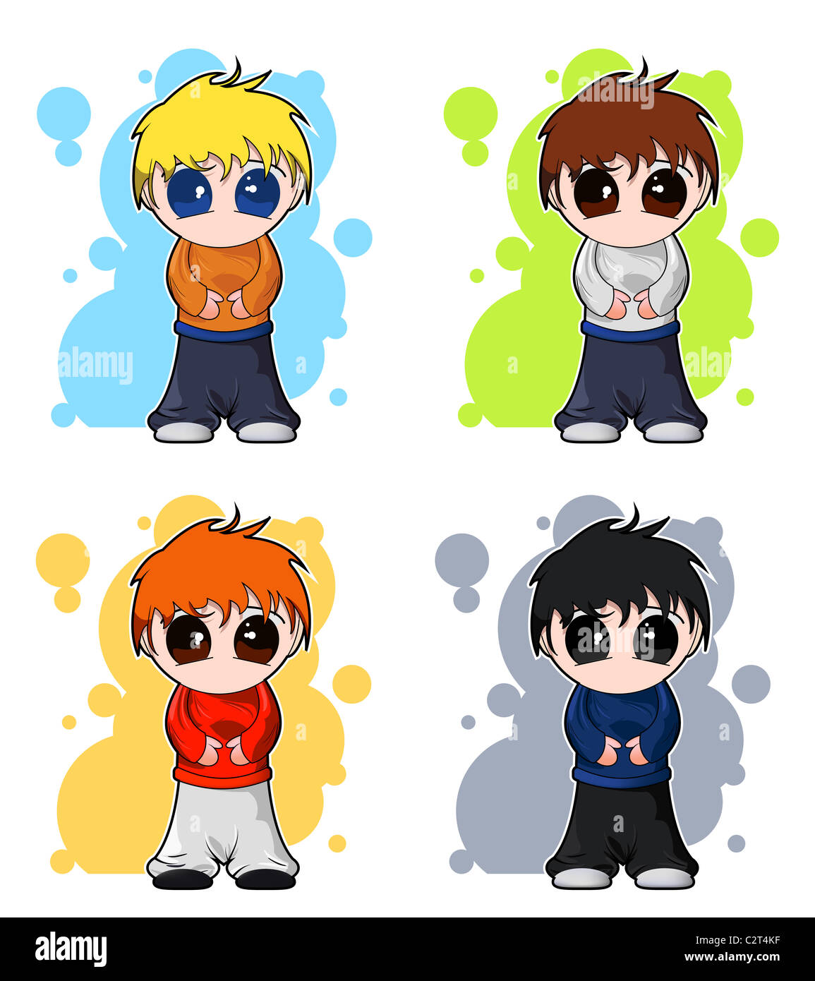 set of vector chibi cute boys Stock Photo