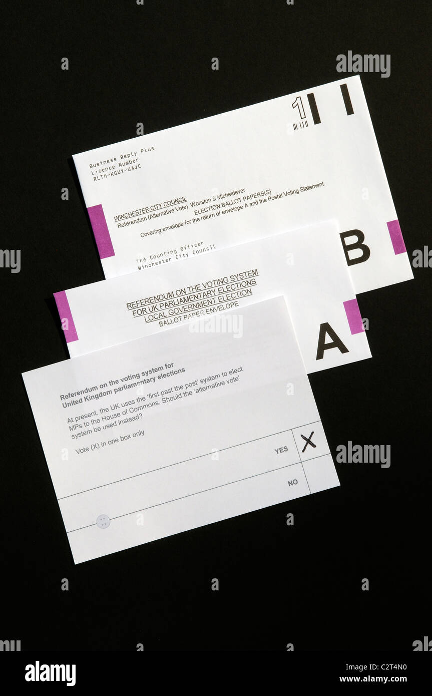 Referendum postal voting papers election ballot paperwork Stock Photo