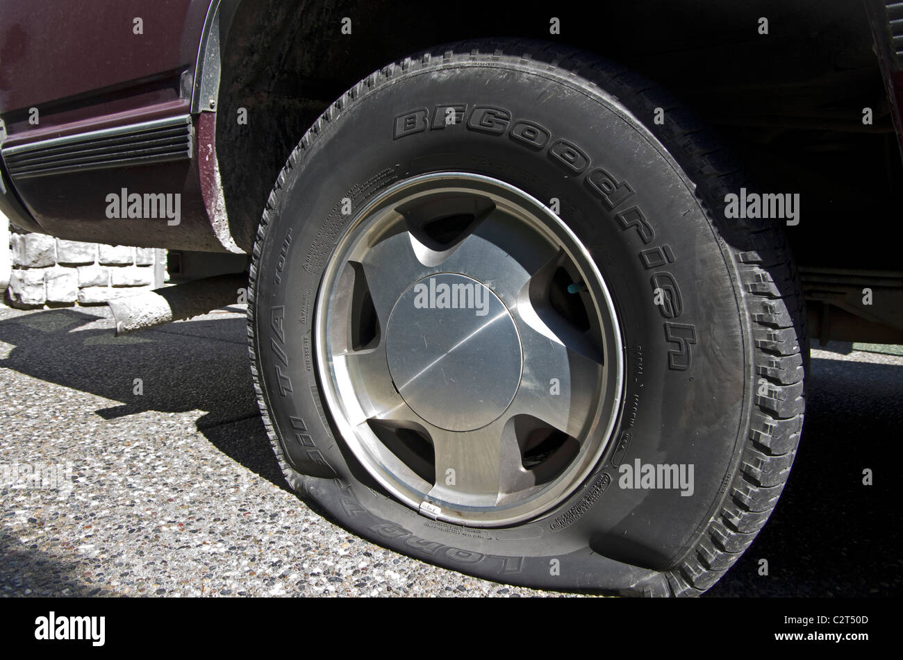 Flat tire on truck Stock Photo Alamy