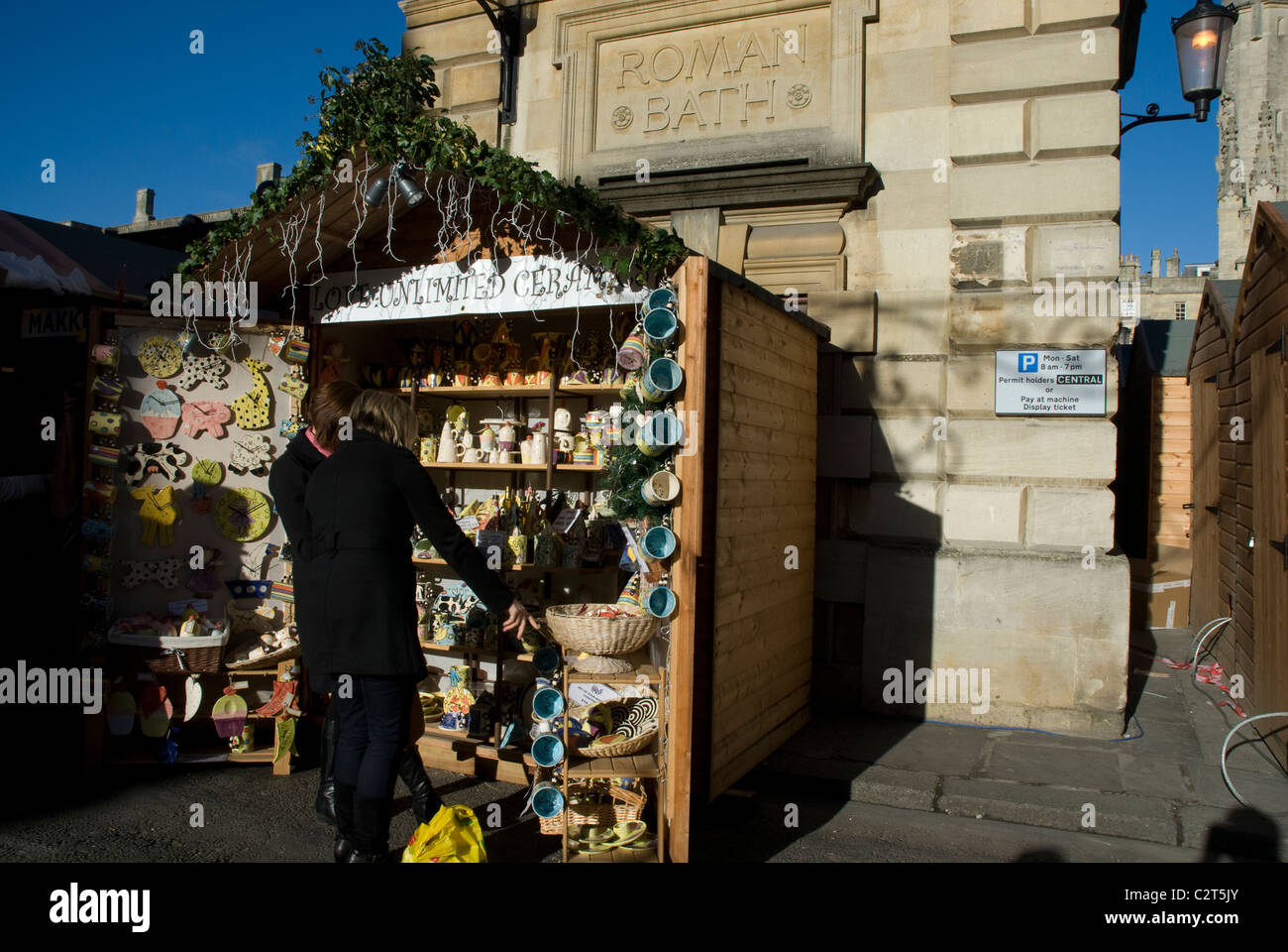The stalls at the Bath Christmas Market 2010 Stock Photo Alamy