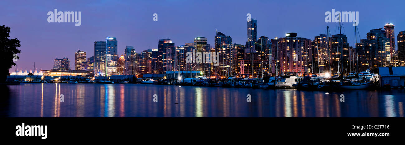 Vancouver skyline by night from Stanley Park Stock Photo - Alamy