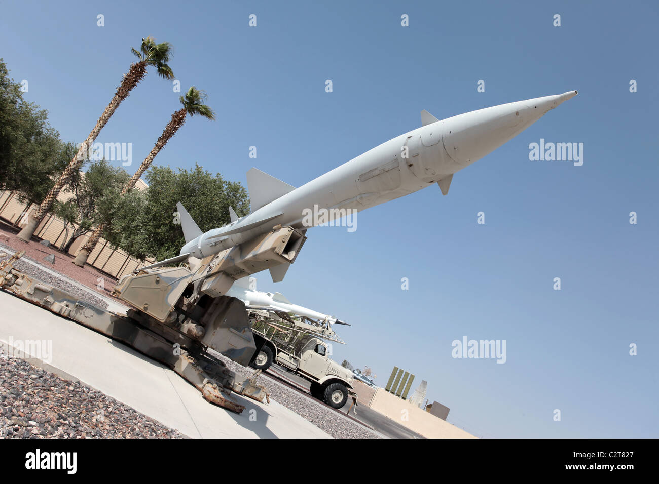 Soviet SA-2 Guideline surface to air missile captured by US Military for exploitation and training of aircrew. Stock Photo