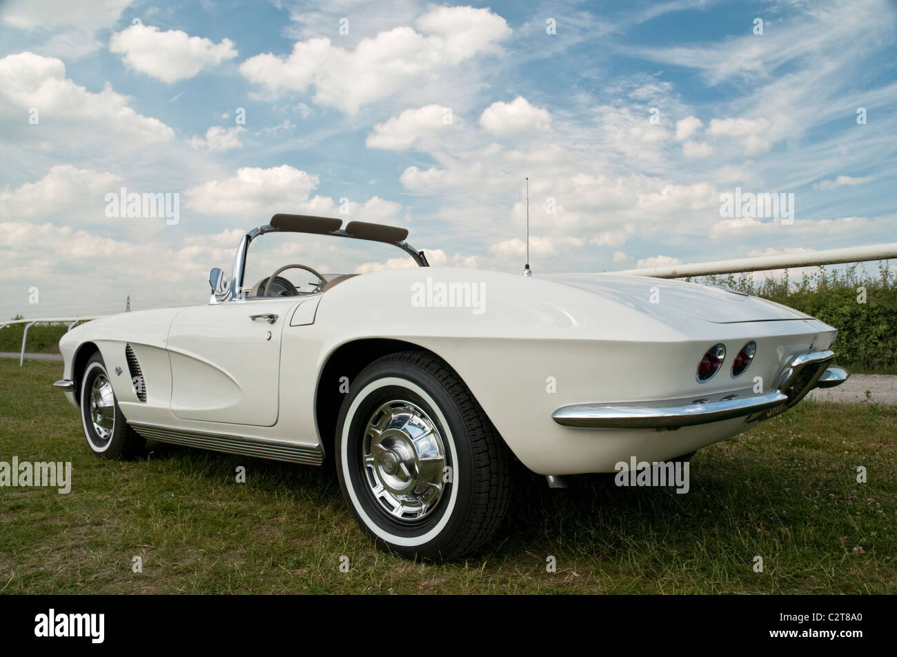 Image of a white 1962 Corvette C1 convertible. Stock Photo