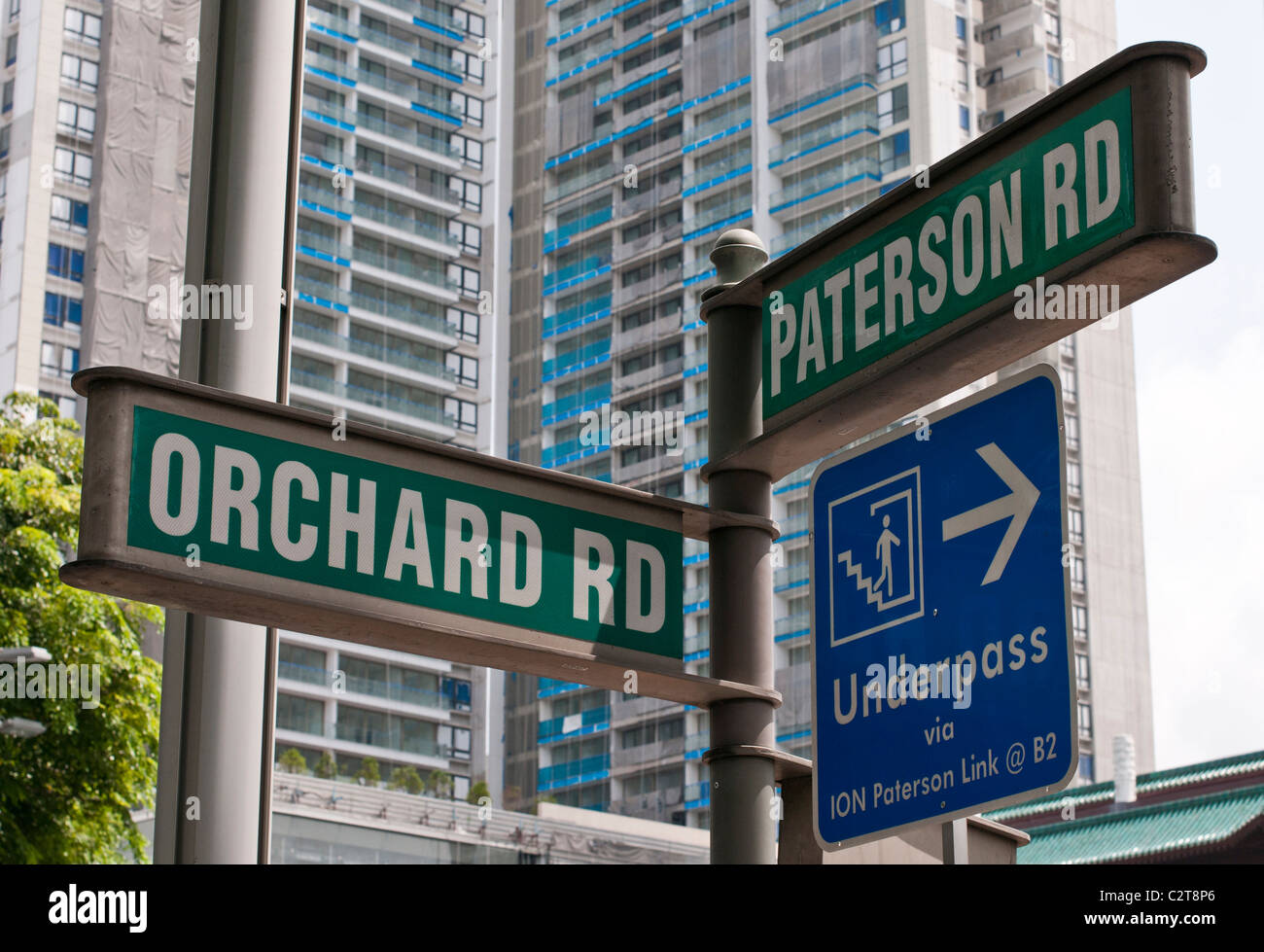Orchard Rd street name sign, Singapore Stock Photo Alamy