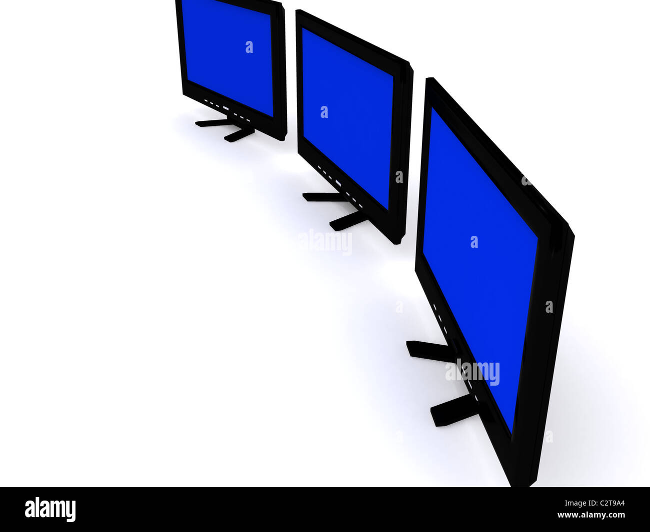 LCD monitors. technology office. 3D Stock Photo