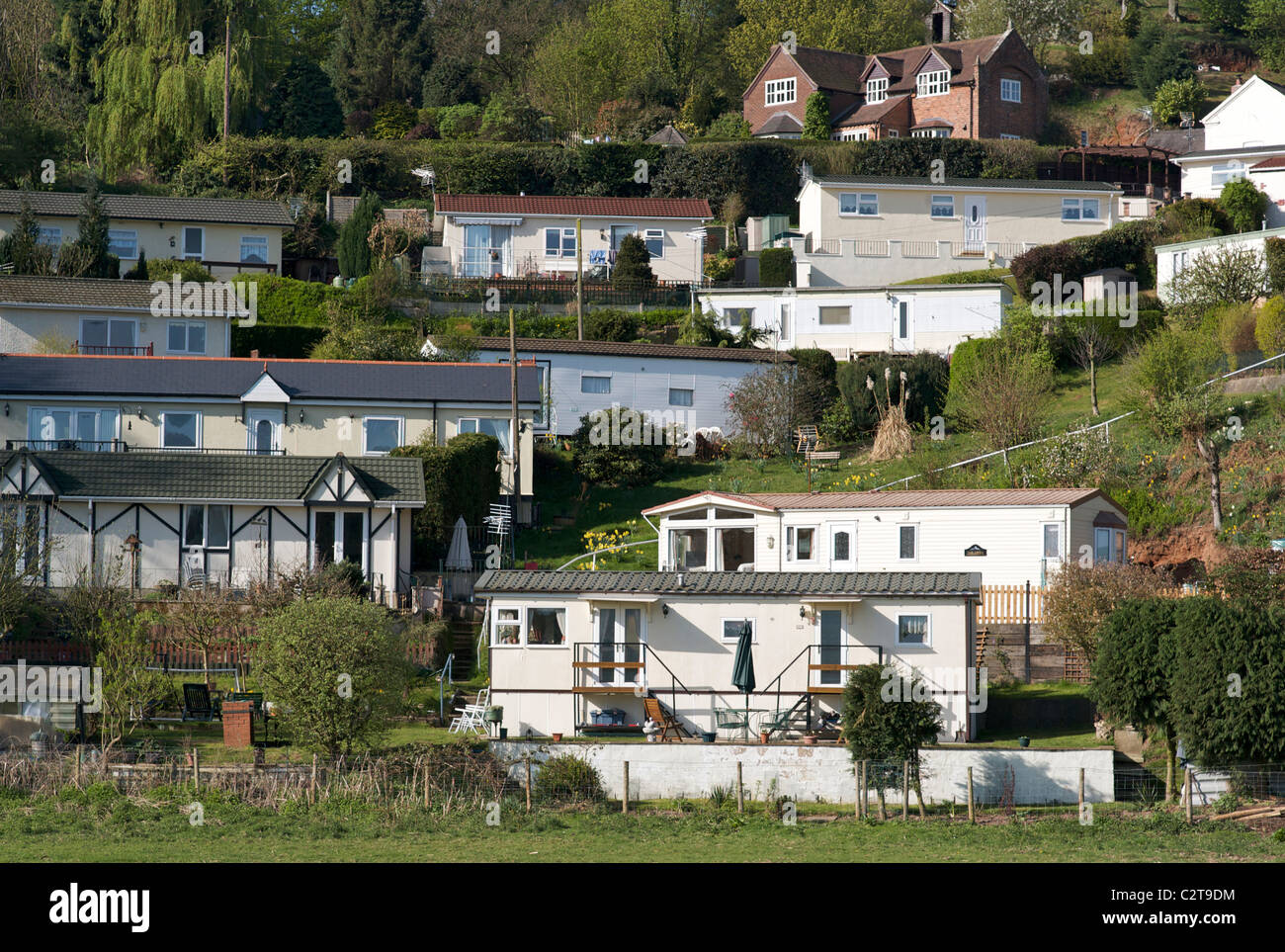 Prefabricated homes near Bridgnorth, Shropshire, UK Stock Photo