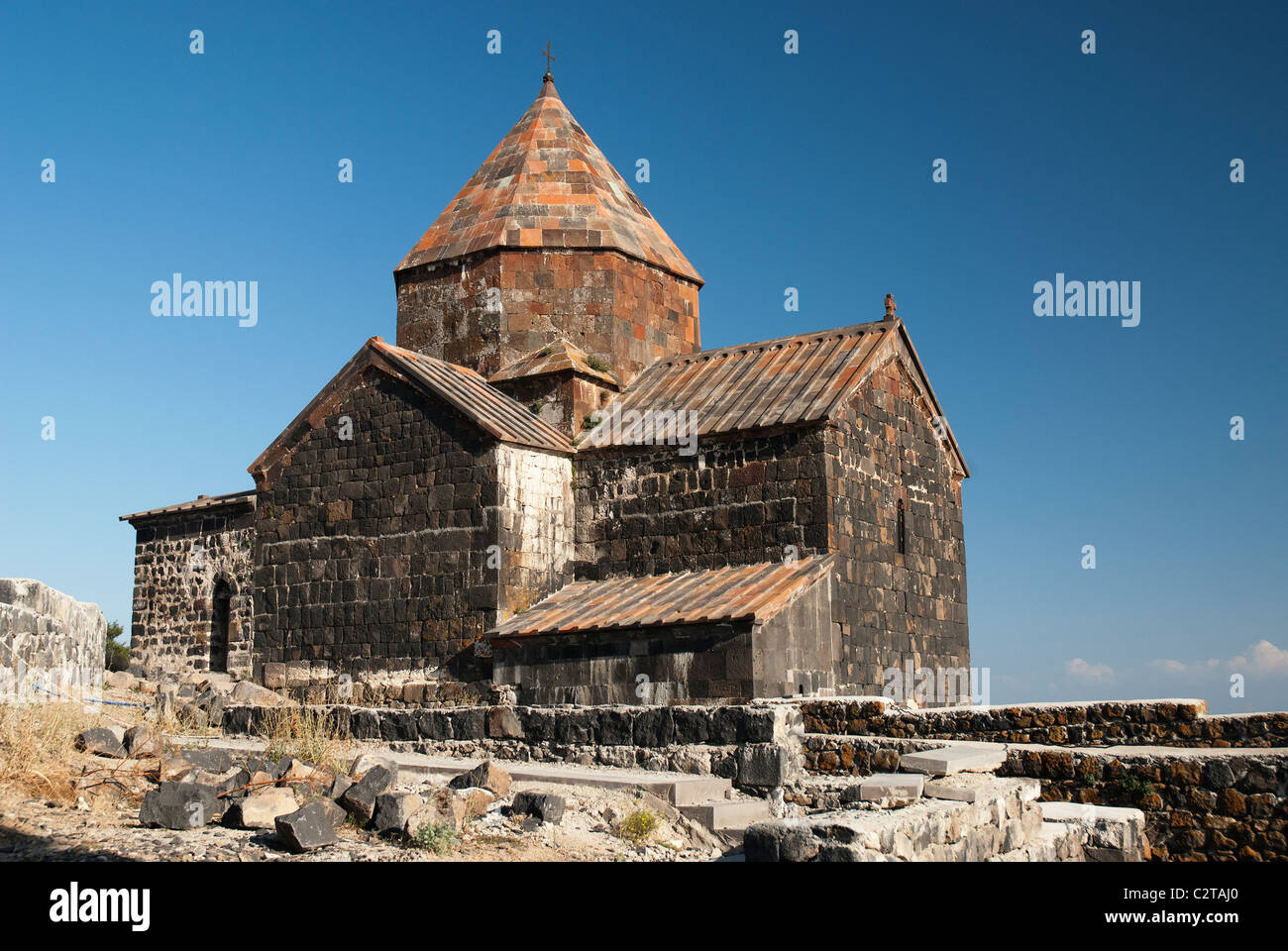ancient armenian church on lake sevan armenia Stock Photo
