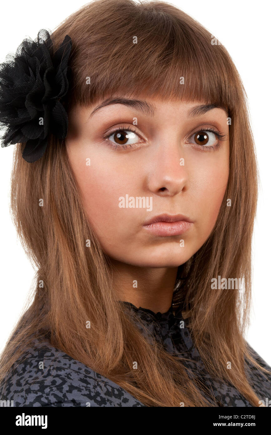 portrait of a young beautiful girl isolated on white background Stock ...