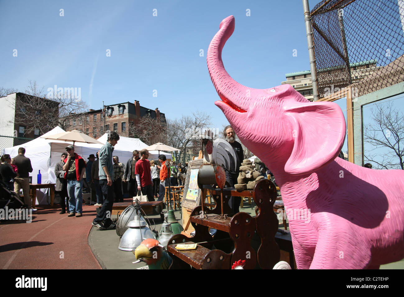 Brooklyn Flea Market in Fort Greene, Brooklyn. Stock Photo