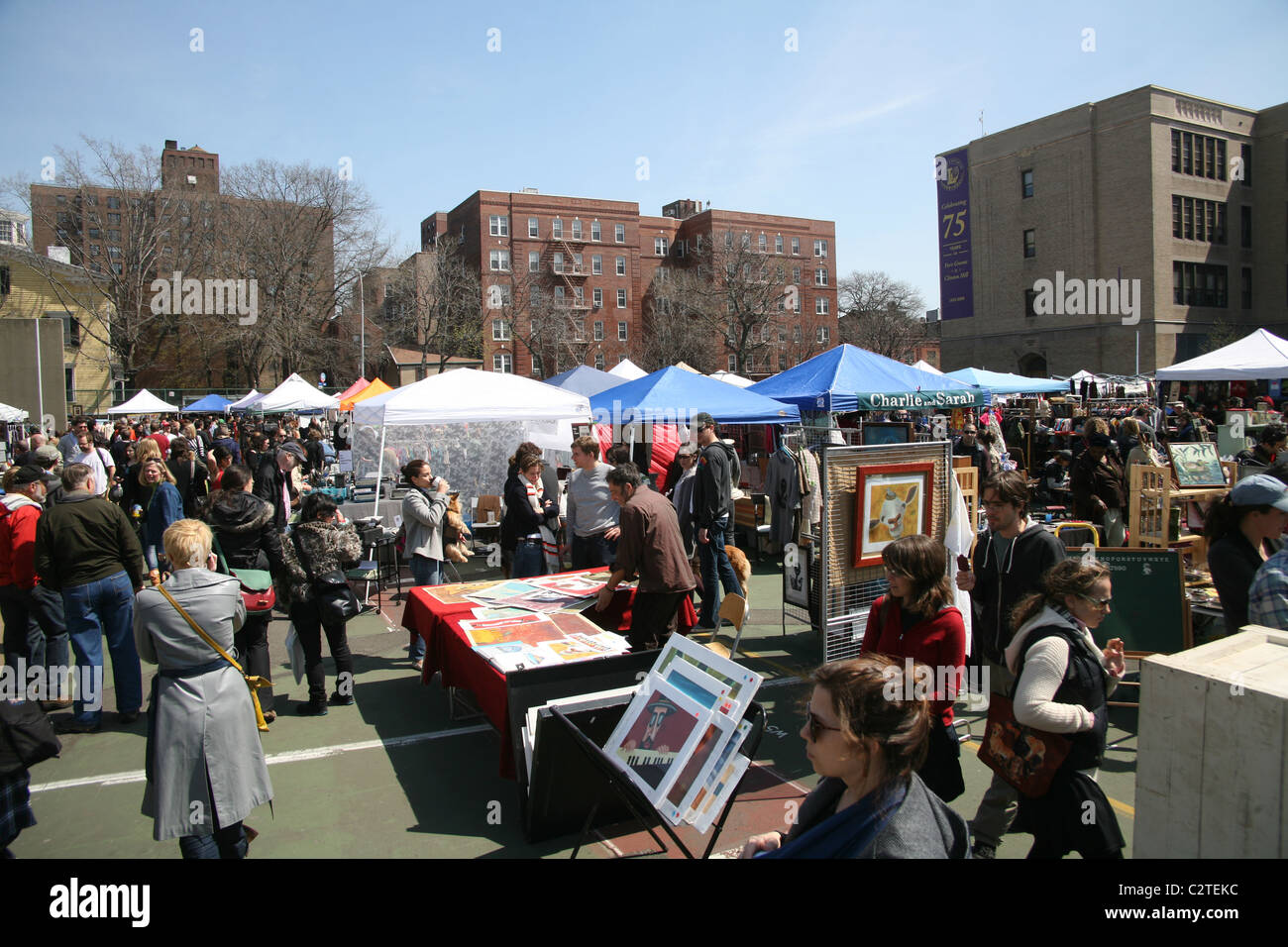 Brooklyn Flea Market in Fort Greene, Brooklyn. Stock Photo