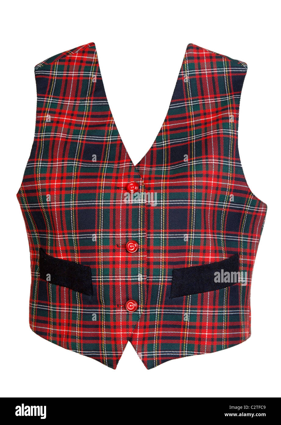 red plaid vest isolated on a white background Stock Photo Alamy