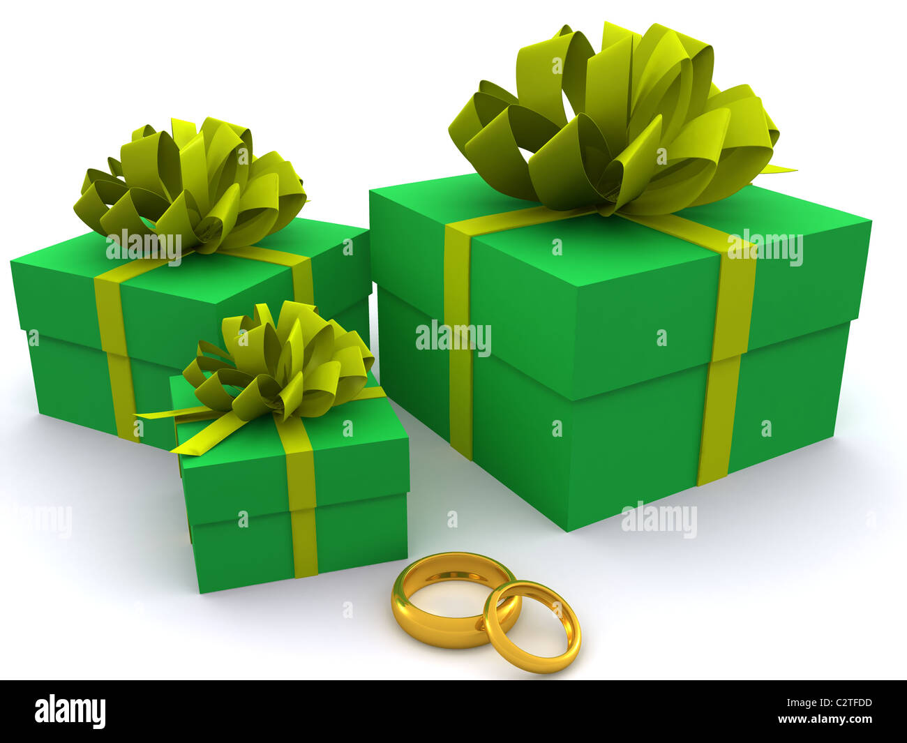 present boxes with rings. 3D Stock Photo - Alamy