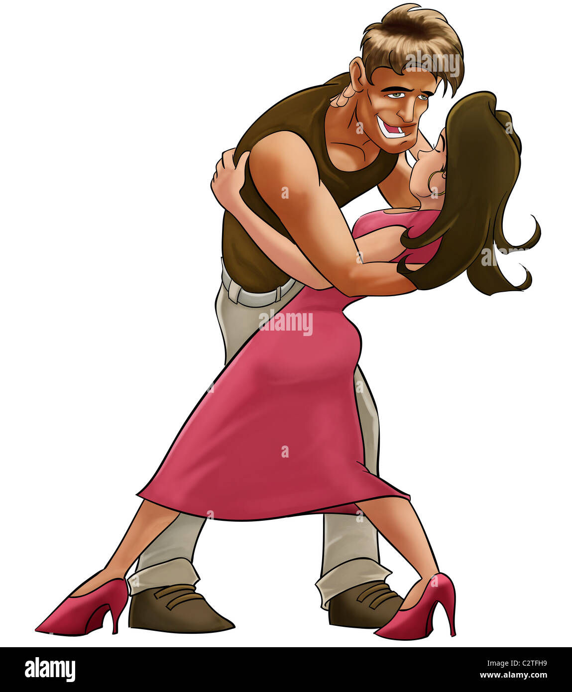 Pink Partner Dancing A couple in love dancing, she wearing a pink dress Stock Photo - Alamy