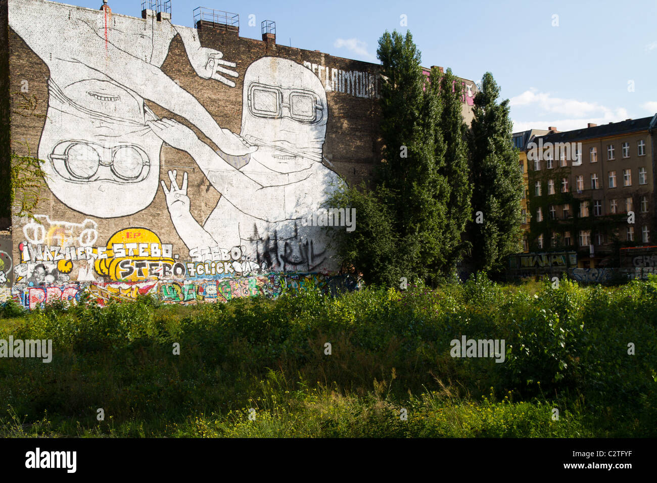 Giant streetart mural by artist Blu in Kreuzberg Berlin Stock Photo