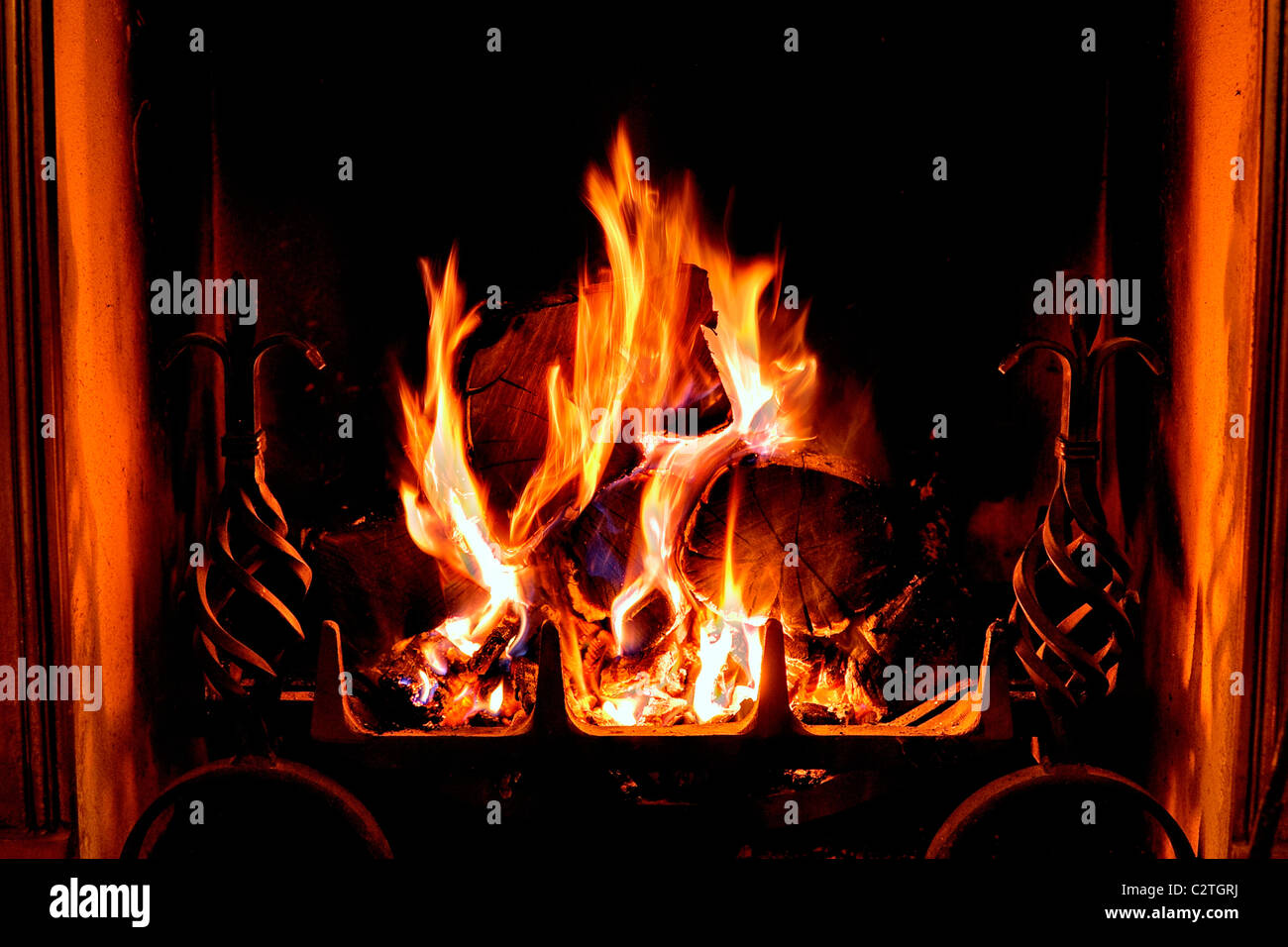 Roaring fire Stock Photo
