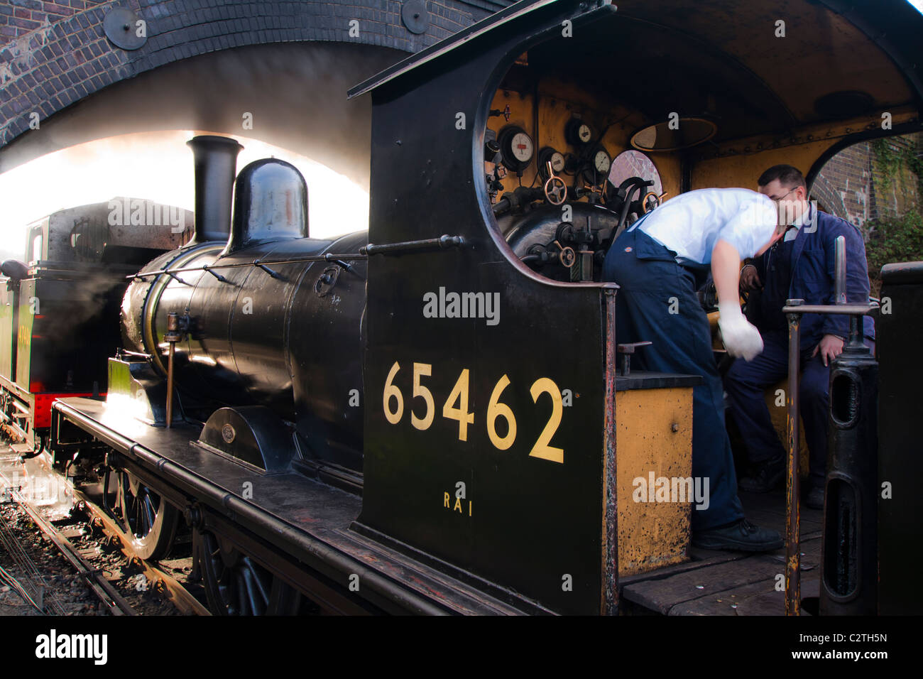 Steam train at Weybourne station in Norfolk waiting to leave for the journey to Holt. Stock Photo
