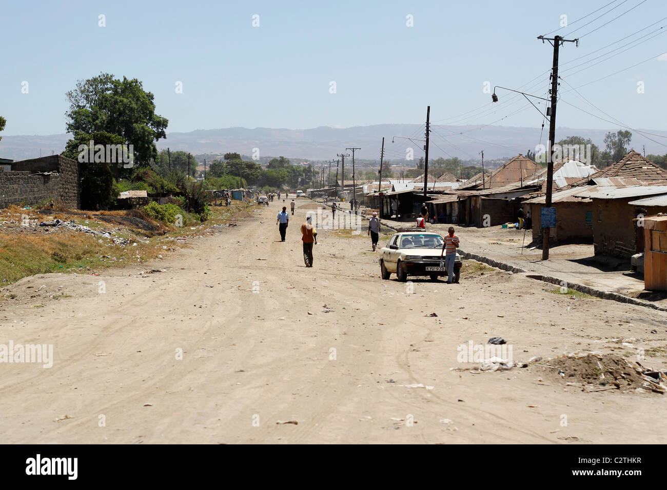 A dusty road in Kenya Stock Photo