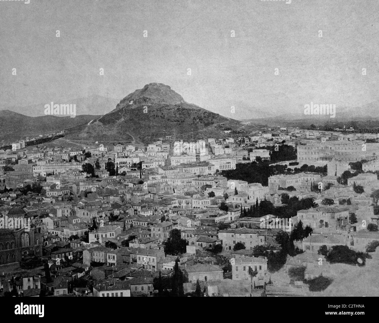 Early autotype of Athens, Greece, historical photograph, 1884 Stock Photo