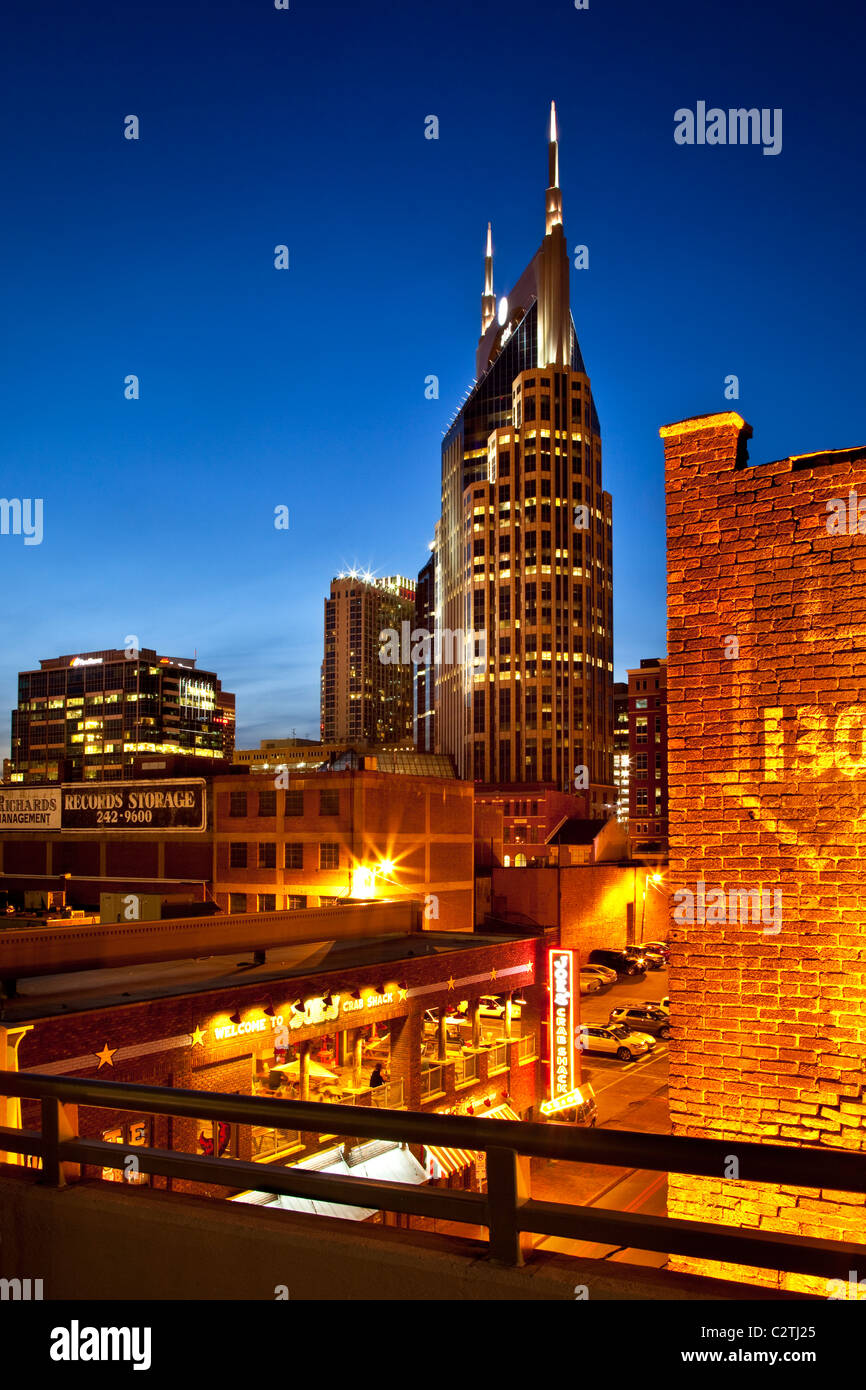 Buildings of downtown Nashville Tennessee at twilight Stock Photo
